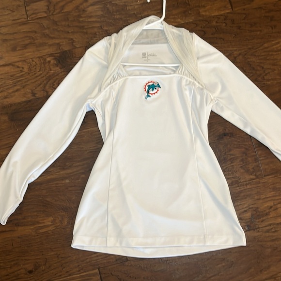 NFL All Sport Couture Miami Dolphins Long Sleeve Activewear Top Women's M - Picture 3 of 5